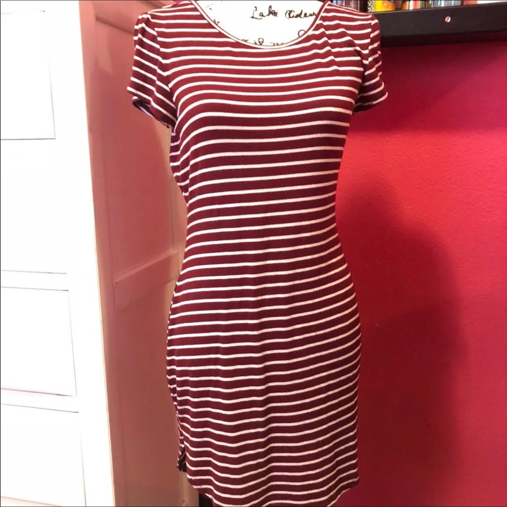 Striped burgundy dress